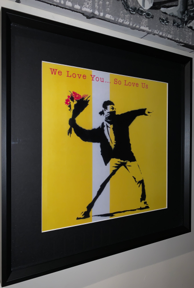 Banksy (d’après) - Lanceur de fleurs  - Impression sérigraphique sur carte 2