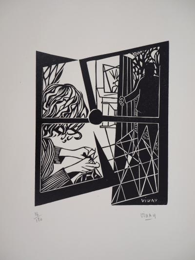 Jean VINAY : Rêve surréaliste, 1950 - Linogravure originale signée 2
