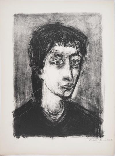 André MINAUX - Autoportrait à 20 ans, 1950 - Lithographie originale signée au crayon 2