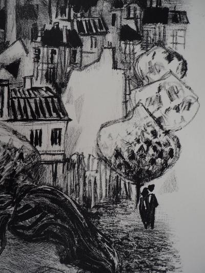Roger DÉRIEUX : Les Parisiens  (les toits de Paris), 1950 - Lithographie originale signée au crayon 2