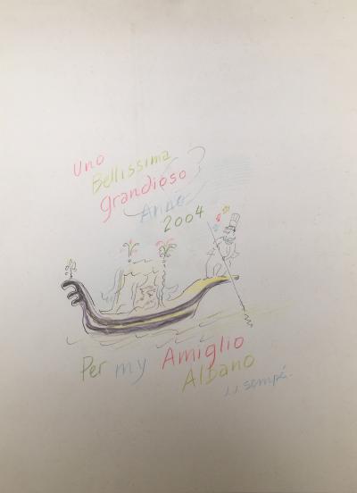 Sempé - Gondole à Venise, 2004 - Dessin signé 2