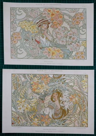 Alphonse MUCHA - Byzantine & Langage des Fleurs, 1900 - Deux lithographies originales 2