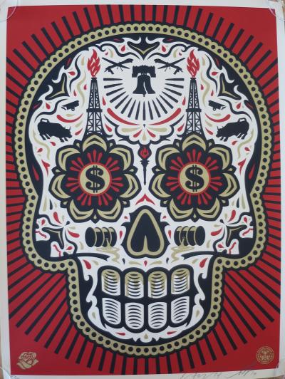 Shepard FAIREY (Obey) - Power & Glory Day Of The Dead Skull (RED), 2014  - Sérigraphie signée et numérotée 2