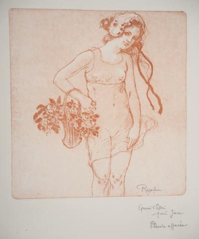 Armand RASSENFOSSE - Le modèle débutant, 1928 -  Gravure originale signée au crayon 2