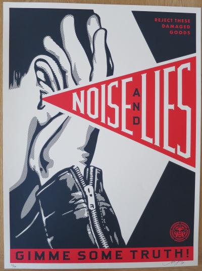 Shepard FAIREY (Obey) - Noise and Lies Cream, 2018 - Sérigraphie signée au crayon 2