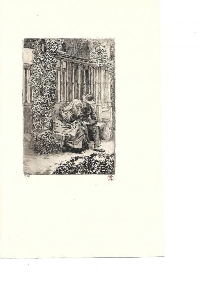James TISSOT - Renée et son père, 1884 - Gravure originale 2