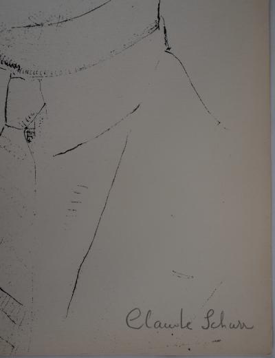 Claude SCHURR : L’autoportrait avec la pipe, 1951 - Sérigraphie originale signée au crayon 2