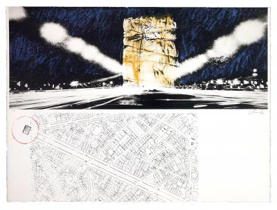 Javacheff CHRISTO - The wrapping of l’Arc de Triomphe, 1972 - Lithographie originale signée au crayon 2