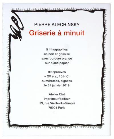Pierre Alechinsky - Griserie à minuit 1, 2, 3, 4, 5, 2019 - Lithographie originale signée au crayon 2