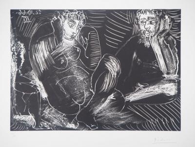 Pablo PICASSO - Couple avec enfant, 1968 - Gravure originale signée au crayon 2