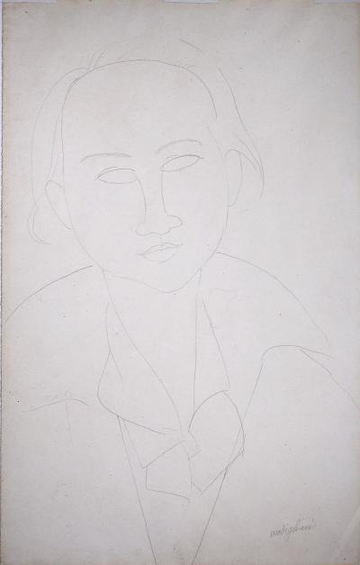Amedeo MODIGLIANI - Portrait of Elena, c. 1917 - Original drawing, Signed with certificate