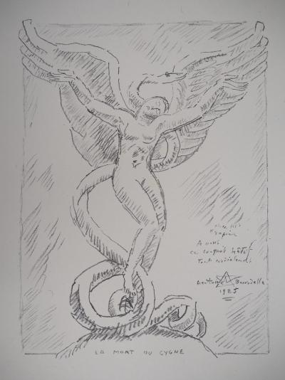Émile-Antoine BOURDELLE : La mort du Cygne - Lithographie originale, Signée 2