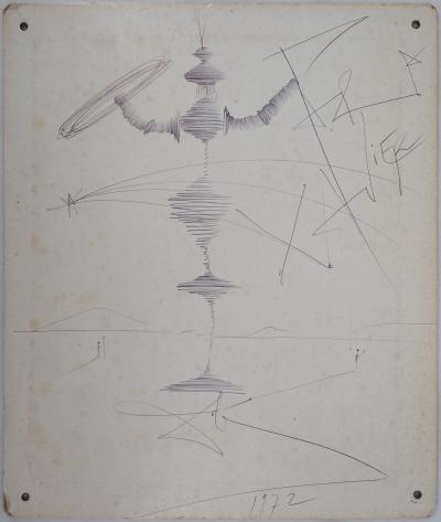 Salvador DALI - Don Quichotte, 1972  - Dessin à l’encre signé 2