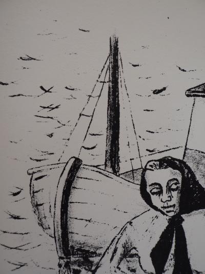 Gaétan de ROSNAY : Mère dans le port, 1951 - Sérigraphie originale signée au crayon 2