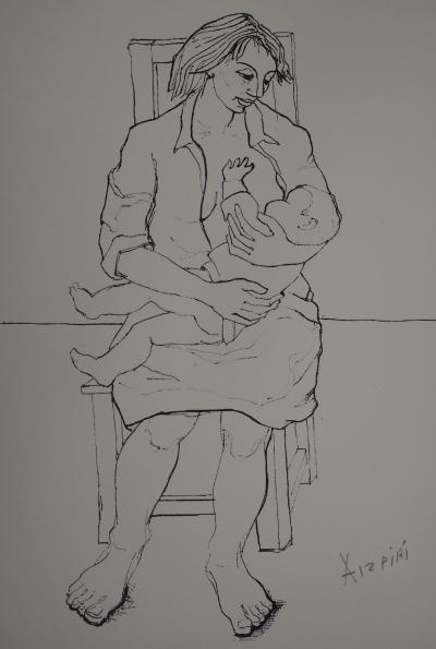 Paul AÏZPIRI - L’allaitement - Sérigraphie originale signée au crayon 2