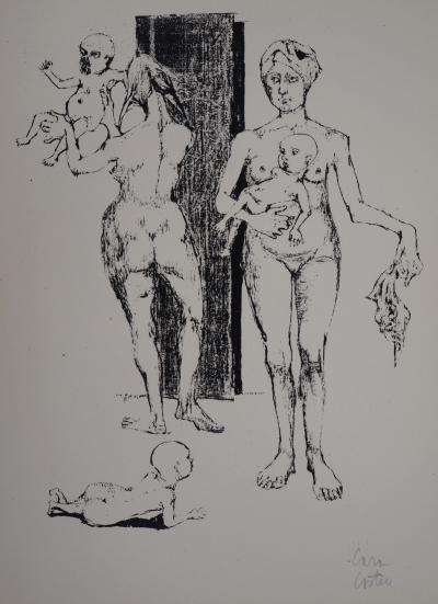 Philippe CARA COSTEA : Mères avec ses enfants, 1951 - Sérigraphie originale signée au crayon 2
