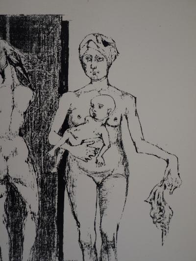 Philippe CARA COSTEA : Mères avec ses enfants, 1951 - Sérigraphie originale signée au crayon 2
