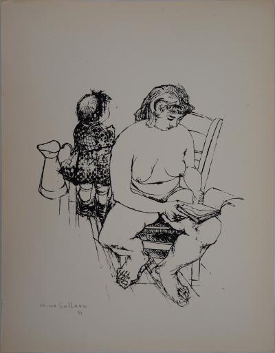 Michel de GALLARD : Mère et enfant, 1951 - Sérigraphie originale signée au crayon 2