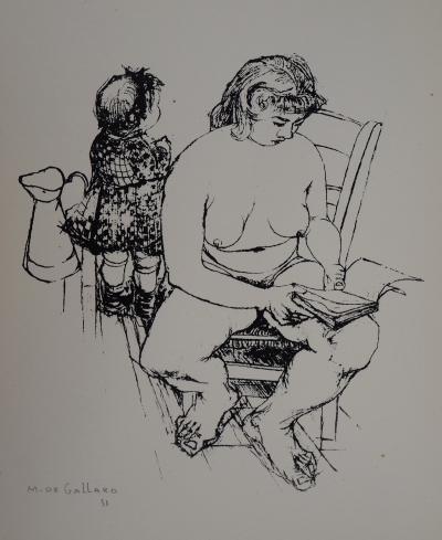 Michel de GALLARD : Mère et enfant, 1951 - Sérigraphie originale signée au crayon 2