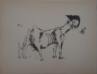 Paul REBEYROLLE : Animal avec la tête humaine, 1951 - Sérigraphie originale signée au crayon 2