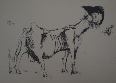 Paul REBEYROLLE : Animal avec la tête humaine, 1951 - Sérigraphie originale signée au crayon 2