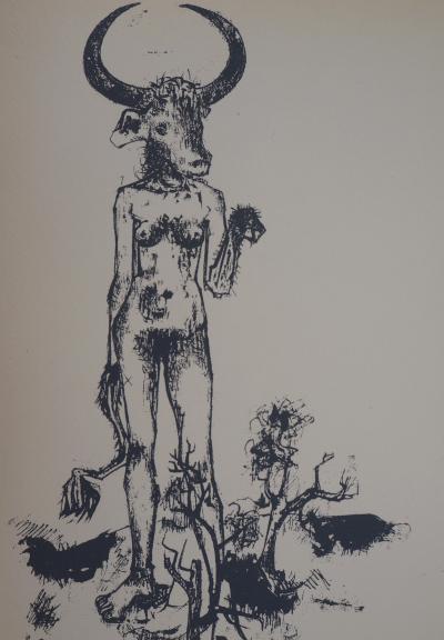 André MINAUX : Femme minotaure - Sérigraphie Originale Signée 2