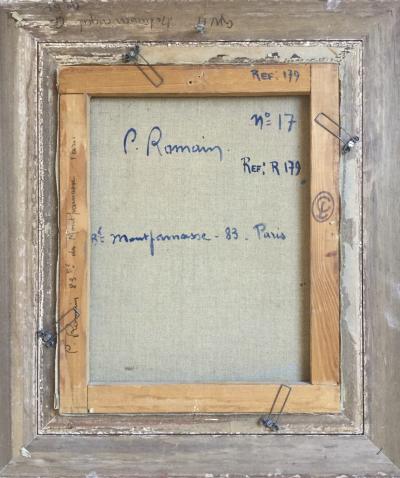 P.ROMAIN - Composition, vers 1950 - Huile sur toile signée 2