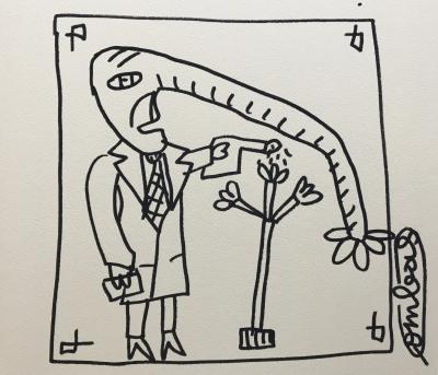 Robert COMBAS - Le mystère des dessins sans poil, 2020 - Dessin signé + Livre 2