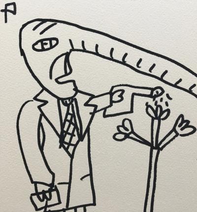 Robert COMBAS - Le mystère des dessins sans poil, 2020 - Dessin signé + Livre 2