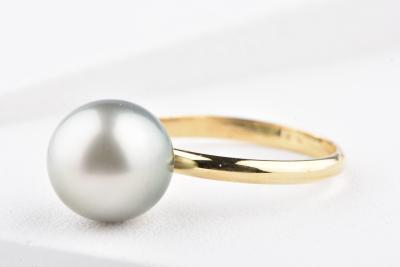 Bague en or jaune 18 ct et perle de culture de Tahiti 2