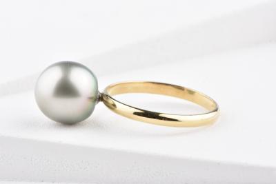 Bague en or jaune 18 ct et perle de culture de Tahiti 2