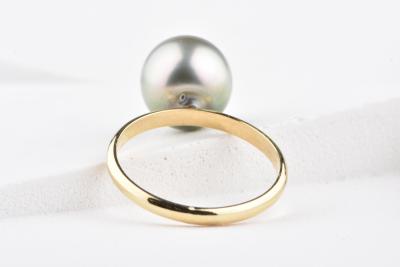 Bague en or jaune 18 ct et perle de culture de Tahiti 2