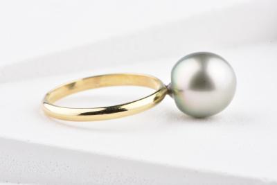 Bague en or jaune 18 ct et perle de culture de Tahiti 2