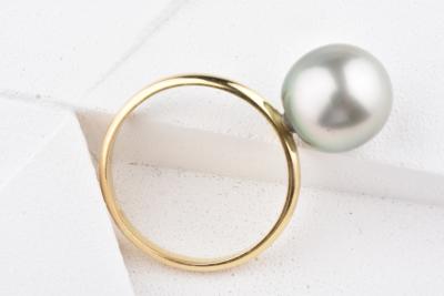 Bague en or jaune 18 ct et perle de culture de Tahiti 2