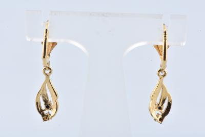 Boucles d’oreilles pendantes en plaqué or jaune et  saphirs 2