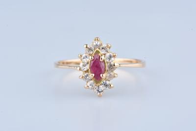 Bague or jaune rubis  et d’oxyde de zirconium 2