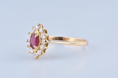 Bague or jaune rubis  et d’oxyde de zirconium 2