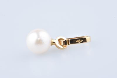 Pendentif perle blanche en or jaune 2