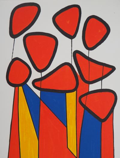 Alexander CALDER - Composition en bleu, rouge et jaune,1972 - Lithographie originale 2