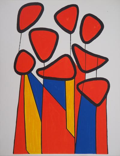 Alexander CALDER - Composition en bleu, rouge et jaune,1972 - Lithographie originale