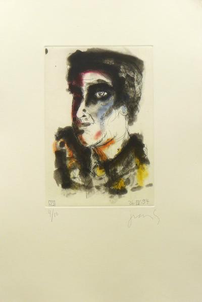 Juan Sebastian BARBERA - Portrait, 1994 - Gravure signée au crayon 2