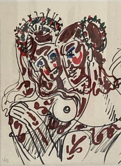 André MASSON -Princesses, circa 1968 - Dessin original 2