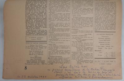 Georges MATHIEU : Lettre manuscrite, 1990 2