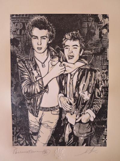 Shepard FAIREY (Obey) - Superman Is Dead -Sid Choking A Friend - Sérigraphie signée au crayon 2