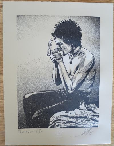 Shepard FAIREY (Obey) - Superman Is Dead - Sid smoking - Sérigraphie signée au crayon 2