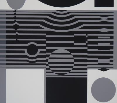 Victor VASARELY - Composition en noir et gris - Sérigraphie originale signée 2