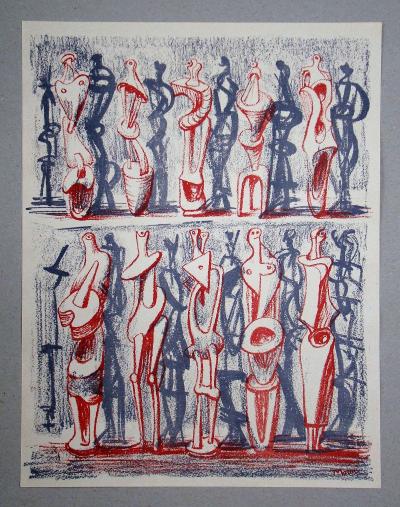 Henry MOORE - Figures et Ombres, 1951 - Lithographie originale signée 2