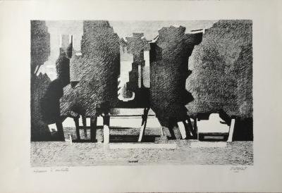 Roland BIERGE - Paysage à Saint-Bonnet-lès-Allier,1957 - Lithographie signée au crayon 2