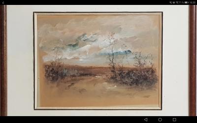 Jean-Michel NOQUET - Paysage d’Ile de France au crépuscule - Aquarelle signée 2