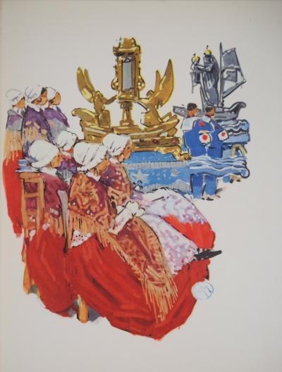 Mathurin MEHEUT : Bretagne, Hommage aux Marins, 1956 - Gravure signée 2
